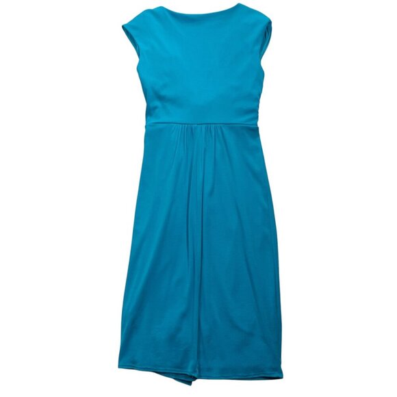 Turquoise sleeveless V-neck ruched dress size 8 - Picture 4 of 14